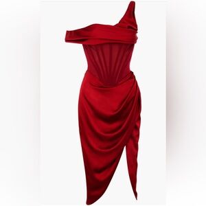 House of CB Lulu Corset One- Shoulder Satin Dress (size S)